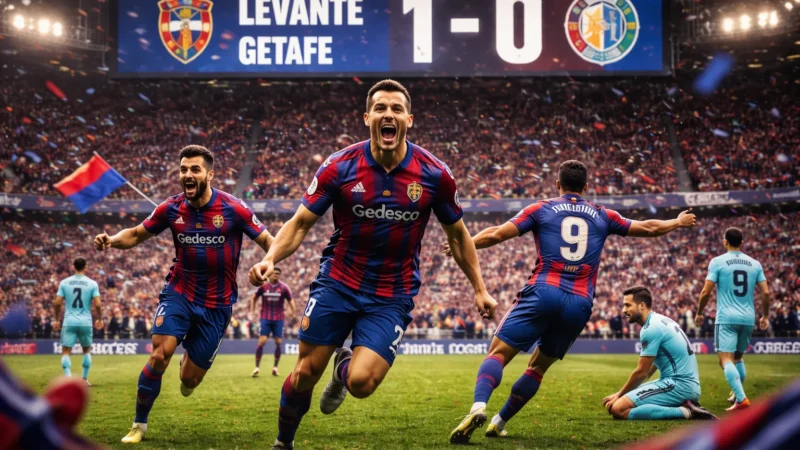 Um Único Golo ao Minuto 83 Basta ao Levante para Derrubar um Getafe Indisciplinado