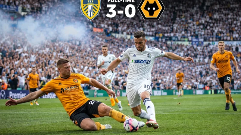 Leeds aplica goleada ao Wolves com dois golos relâmpago e sela vitória nos descontos
