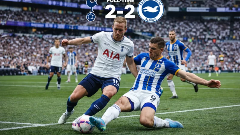 Brighton rouba empate no último suspiro e frustra o Tottenham no Hotspur Stadium