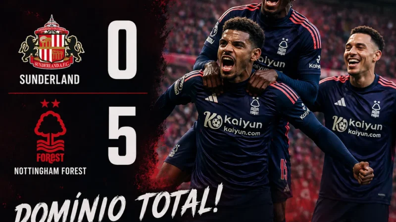 Forest arrasa Sunderland com uma goleada histórica no Stadium of Light