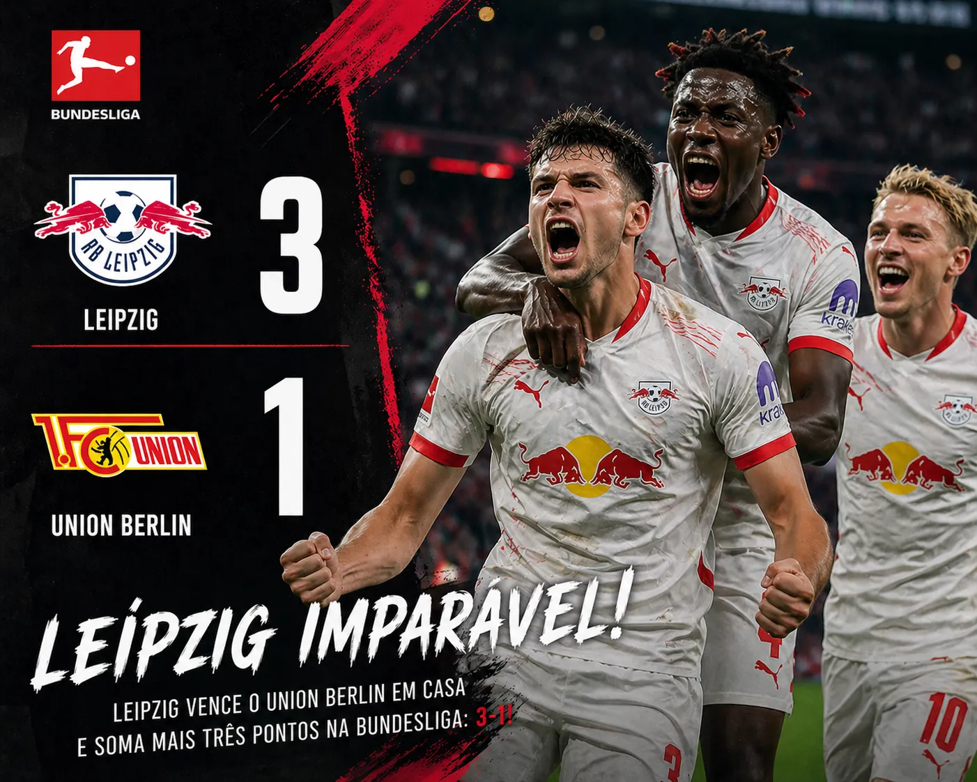 Leipzig domina Union Berlin com autoridade e ressurge na corrida europeia