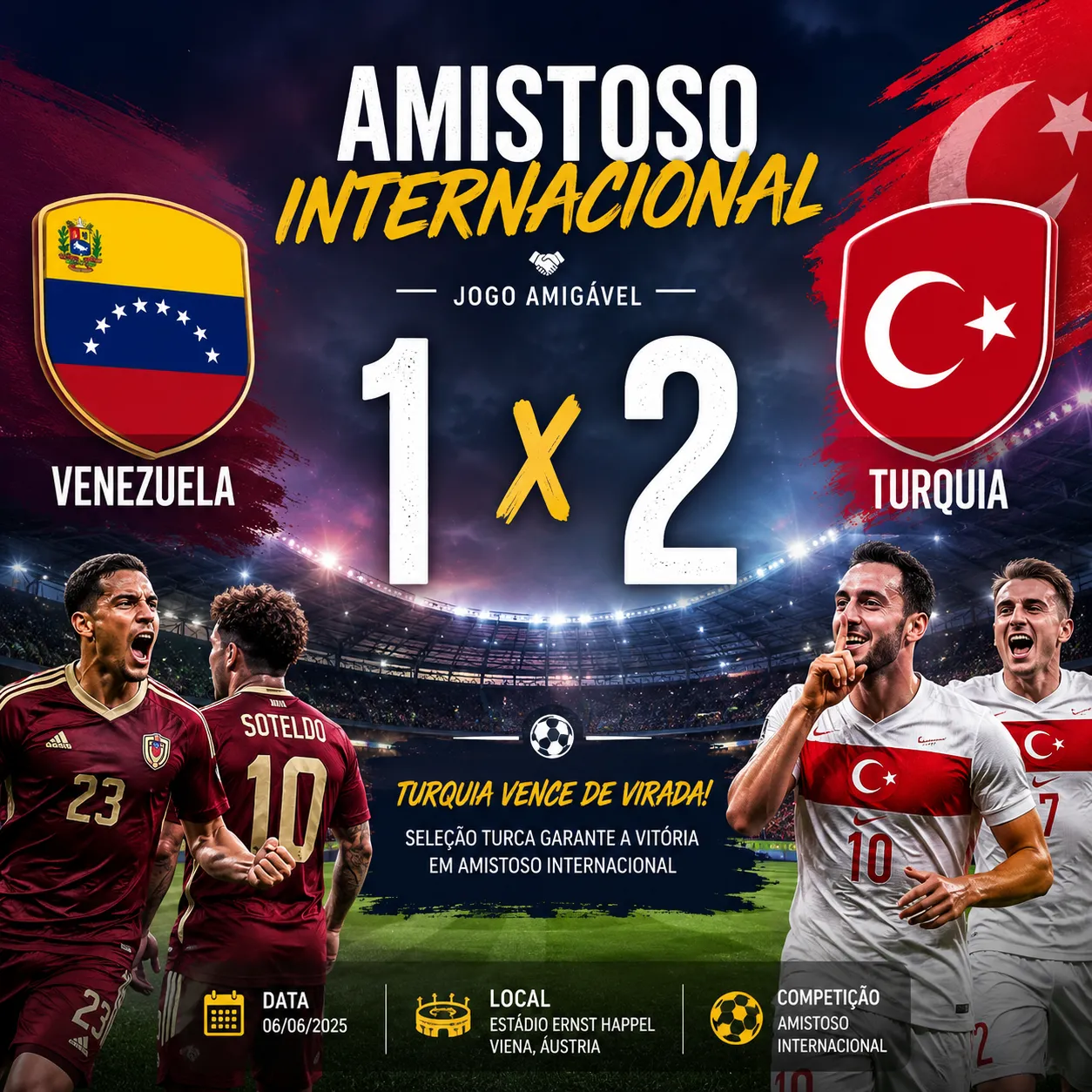 Turquia vira o jogo e derrota a Vinotinto com brilho de Arda Güler e Yunus Akgün