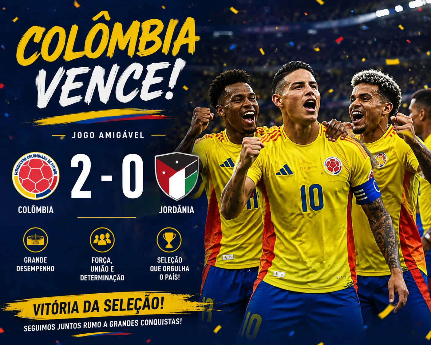 Jhon Arias brilha com doblete e a Colômbia despede-se em força rumo ao Mundial