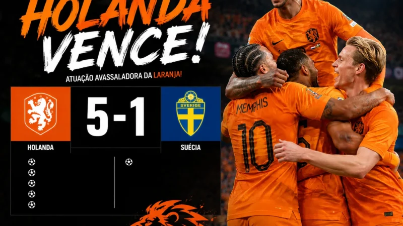 Holanda esmaga a Suécia por 5–1 e assume a liderança do Grupo F