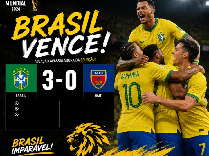 Brasil bate o Haiti por 3–0 e assume a liderança do Grupo C