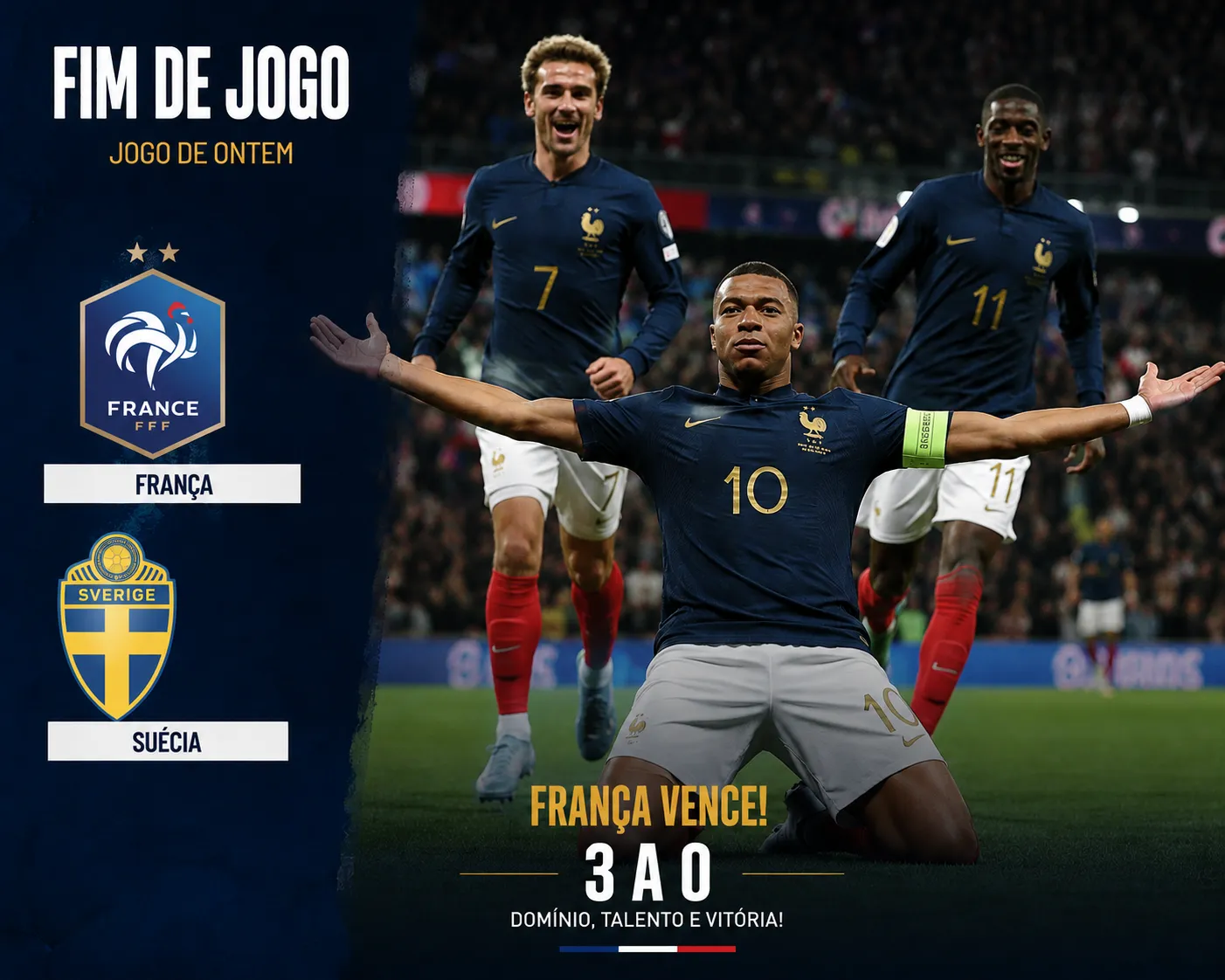 Mbappé brilha, França goleia a Suécia e carimba a passagem aos oitavos