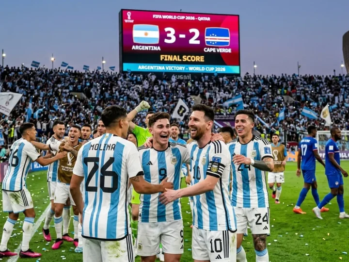 Argentina sofre, mas vence Cabo Verde por 3-2 no prolongamento e segue em frente no Mundial
