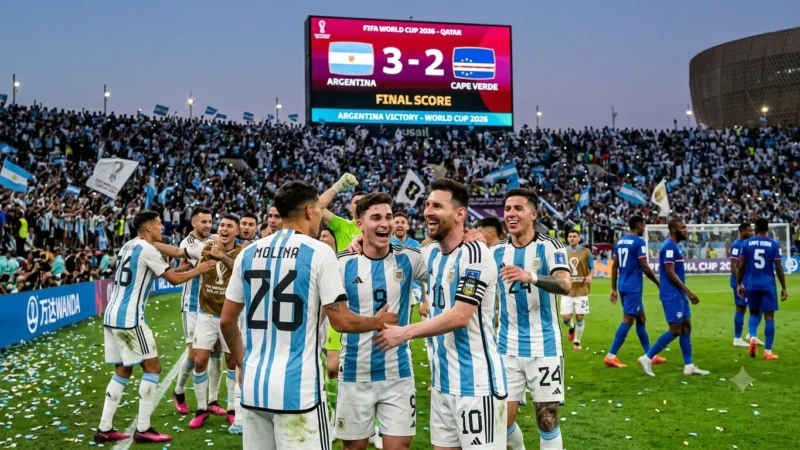 Argentina sofre, mas vence Cabo Verde por 3-2 no prolongamento e segue em frente no Mundial