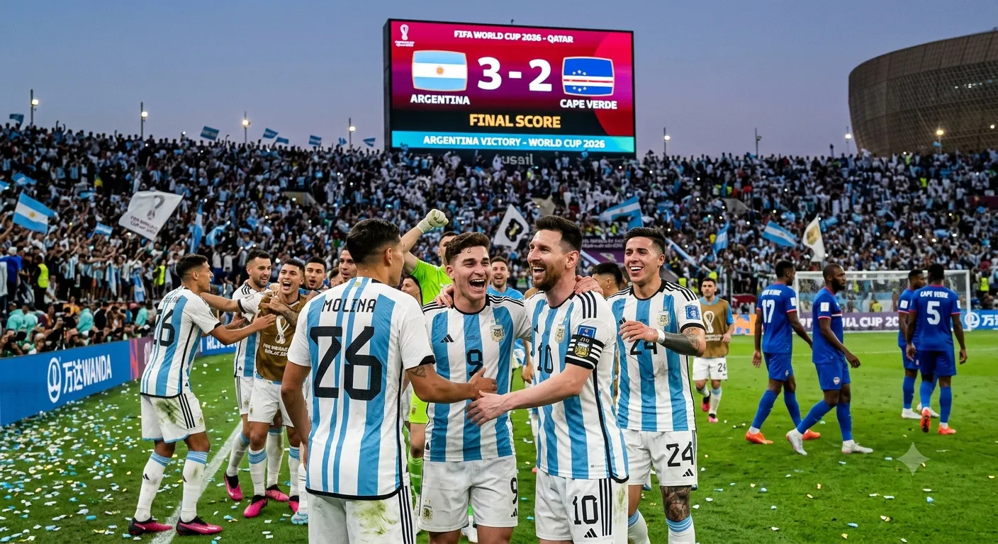 Argentina sofre, mas vence Cabo Verde por 3-2 no prolongamento e segue em frente no Mundial