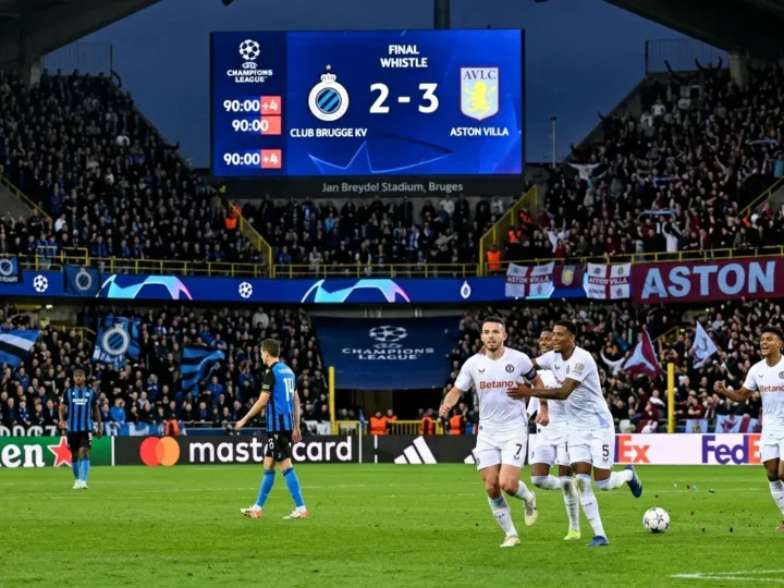 Aston Villa sofre até ao fim mas estreia-se a vencer na Champions em Bruges