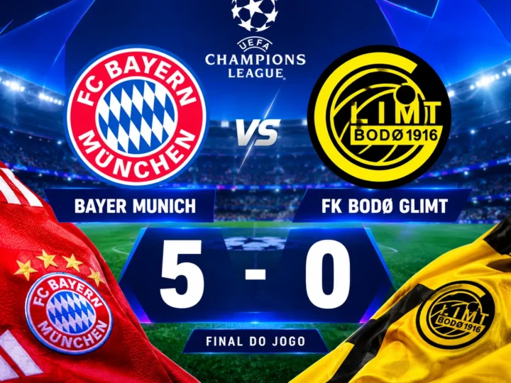 Bayern esmaga o Bodø/Glimt por 5-0 e prolonga recorde de vitórias em estreias na Champions