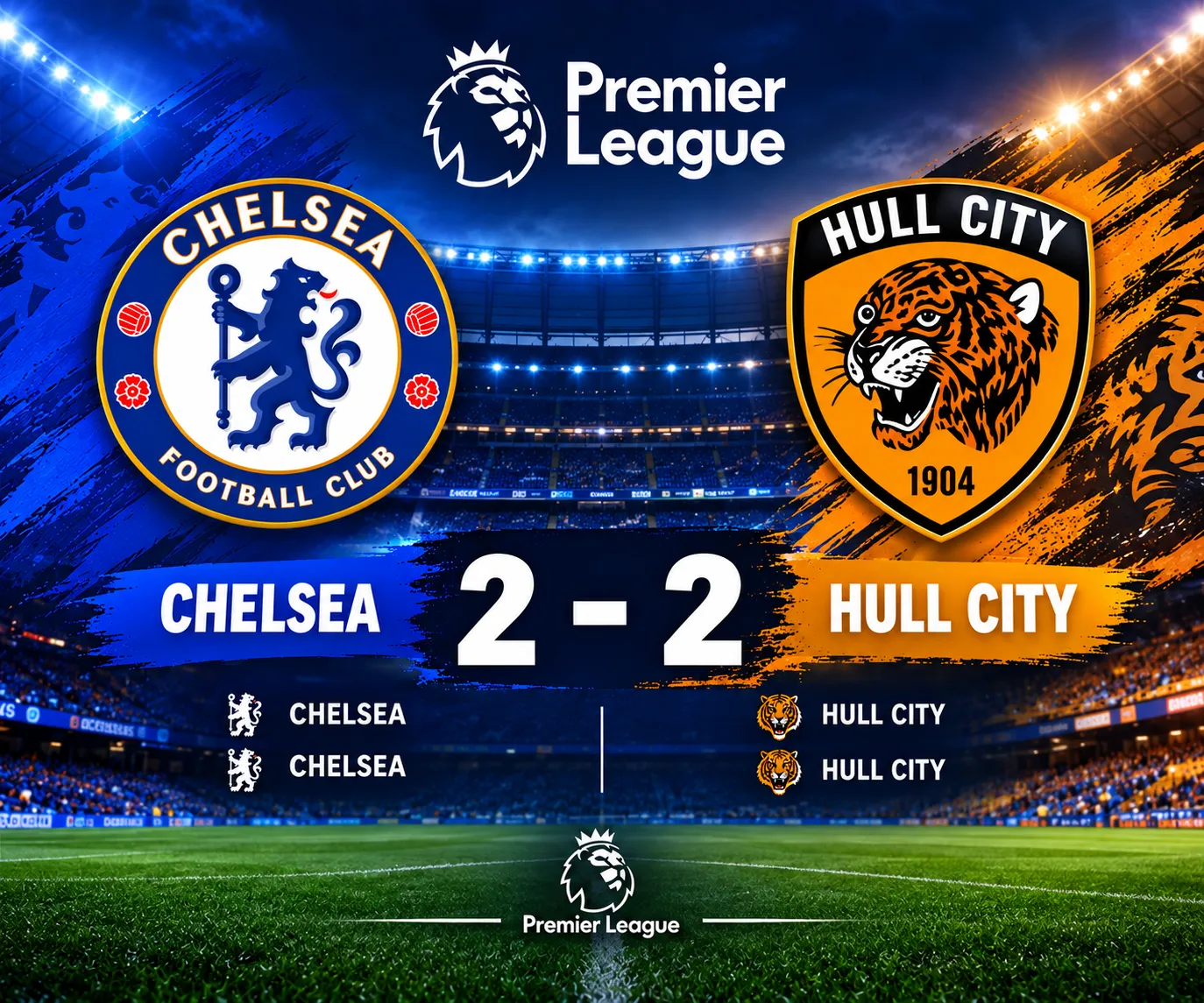 Neto bisa, torna-se hat-trick e Chelsea goleia o Hull City no regresso emotivo de Rosenior